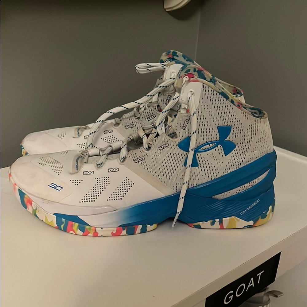 Steph curry White and Blue High-Top Sneakers birthday